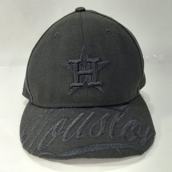 New Era 59Fifty Cap Big Stitch Houston Astros Black on Black Sz 7 Adult 55.8cm - Picture 2 of 10